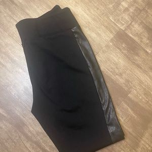 Black Leggings with Pleather Striped Sides
